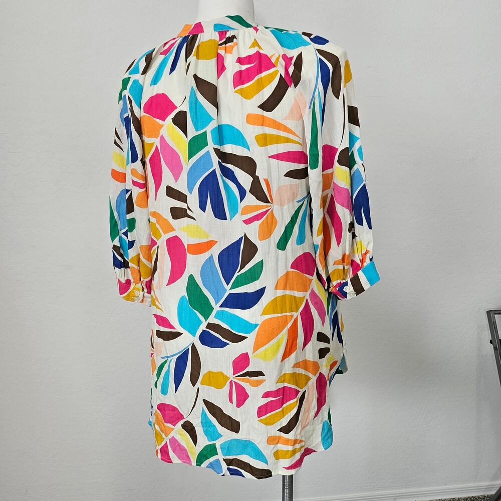 tabitha brown Women's Botanical Print Cover Up Shirtdress sz M - Picture 4 of 11
